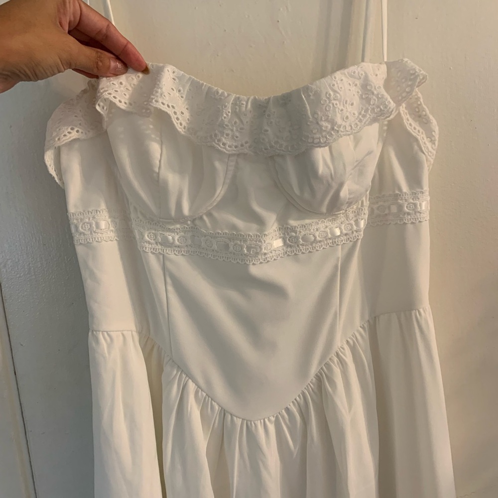 Summer Lace Midi Dress Spaghetti Strap Flowy - Picture 4 of 7